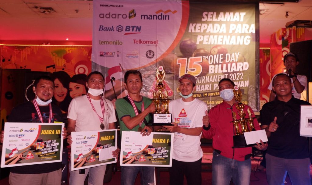 Ketua PWI Tangsel Juara 15th One Day Billiard Tournament 2022 JSC