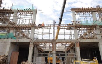 Progres pembangunan Gedung Serba Guna (GSG) Pamulang Kota Tangsel.